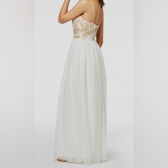 Emerald Sundae Womens White Sequined Sheer Floral Formal Dress - Picture 3 of 16